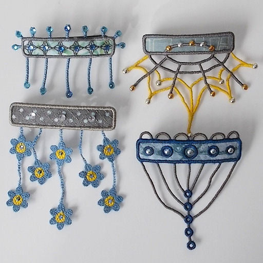 Machine embroidery in the hoop ITH barrette covers