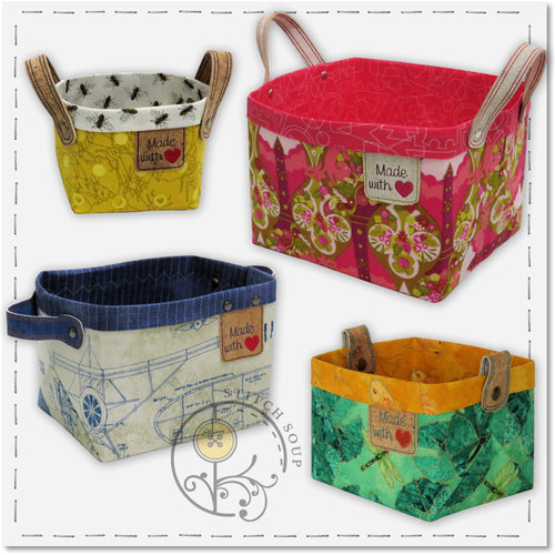 StitchSoup Machine Embroidery in the hoop ITH Fabric Baskets