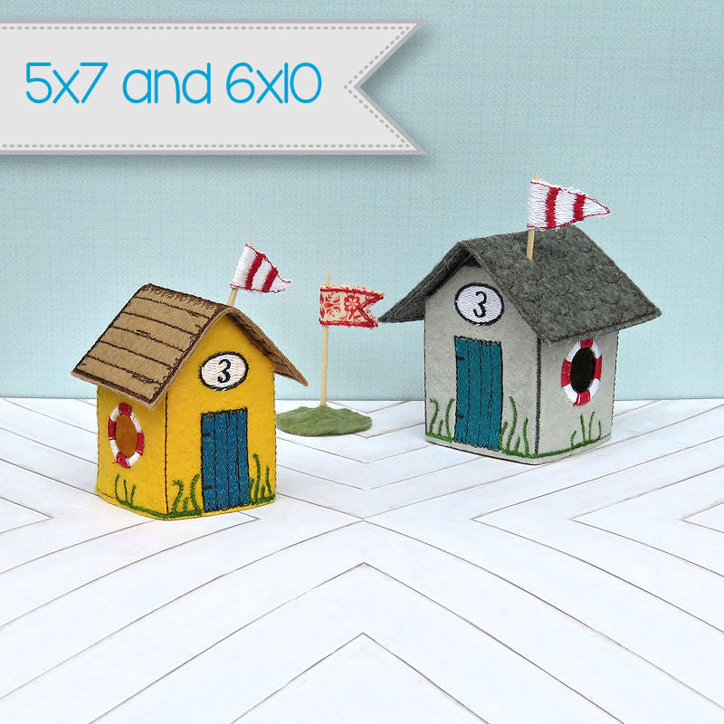 StitchSoup Machine Embroidery In the Hoop (ITH) Beach Huts