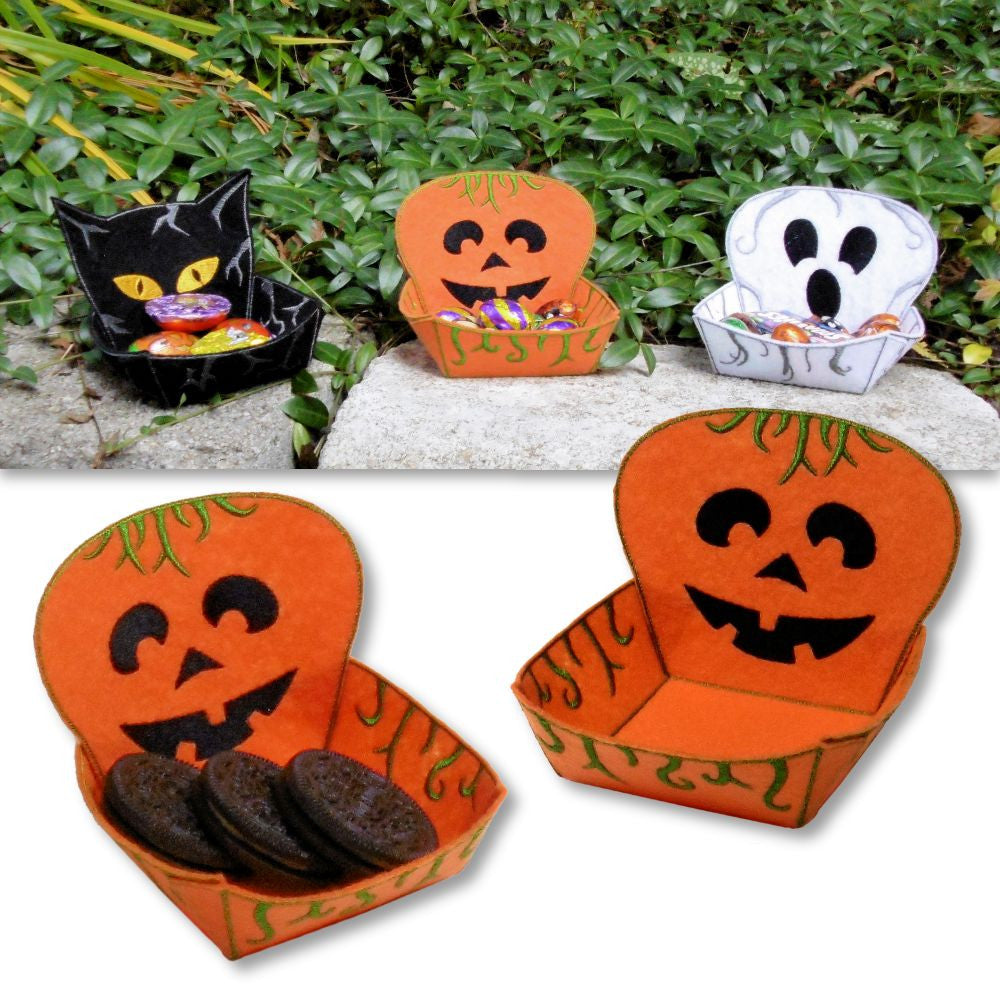 StitchSoup Machine Embroidery ITH Halloween Treat Bowls