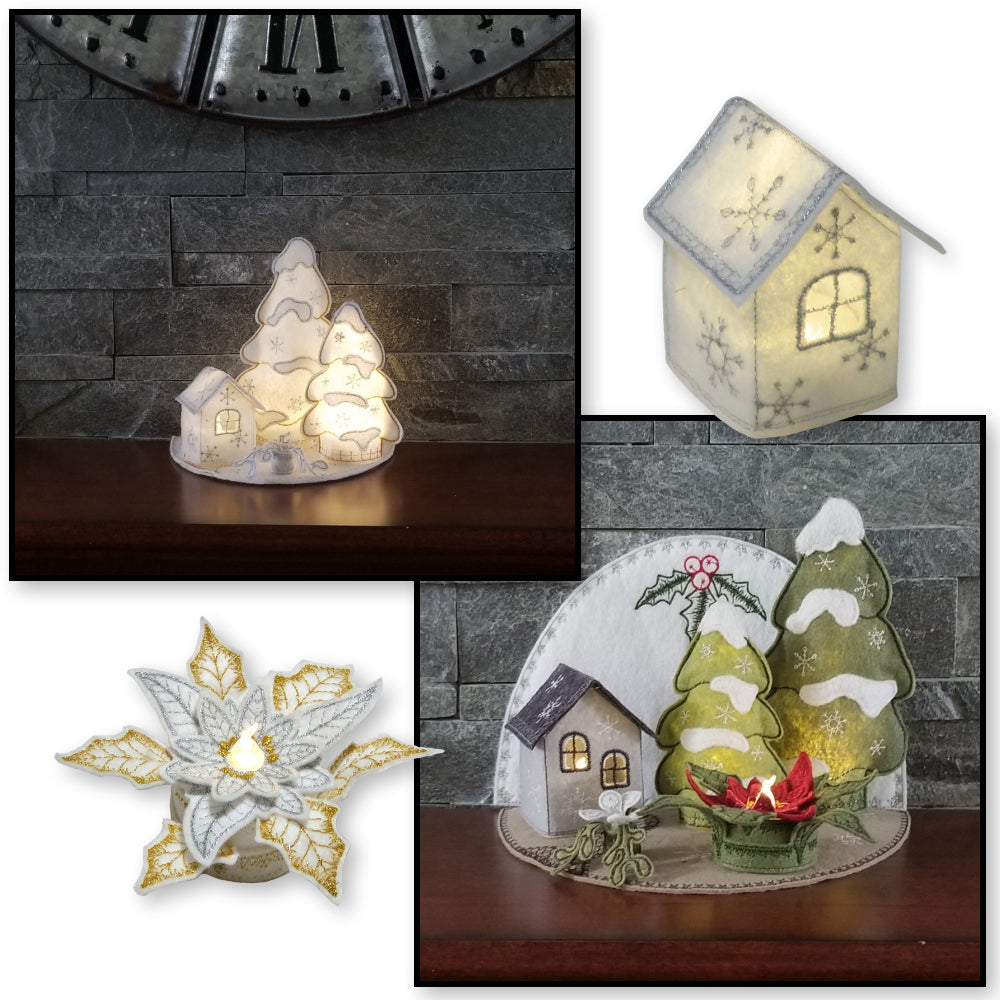 StitchSoup Machine embroidery in the hoop (ITH) felt Christmas Scene