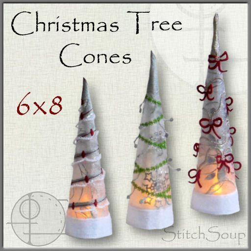 Machine embroidery in the hoop ITH Christmas tea light trees