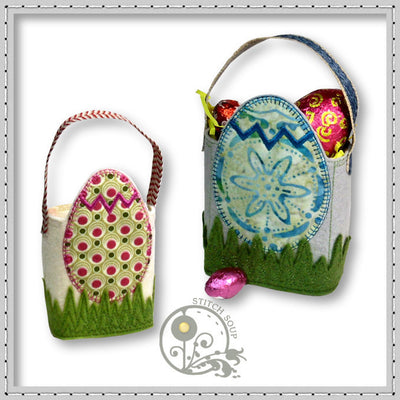 Machine embroidery in the hoop (ITH) Easter egg bag