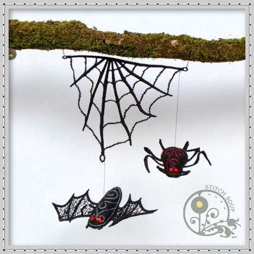 Halloween Hanging Lace & Felt Ornaments