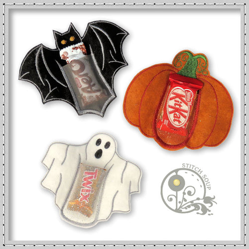 StitchSoup machine embroidery in the hoop ITH Halloween treat holder