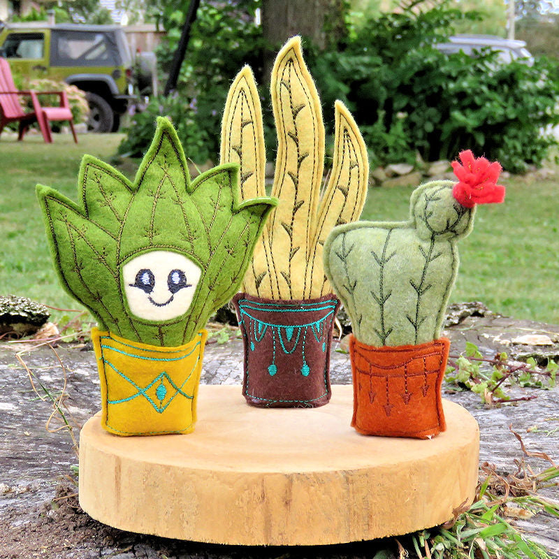 StitchSoup Machine Embroidery In the Hoop (ITH) stuffed cactus