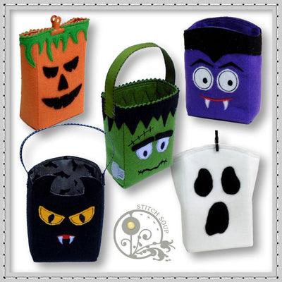 StitchSoup Machine Embroidery ITH Halloween Treat Bags