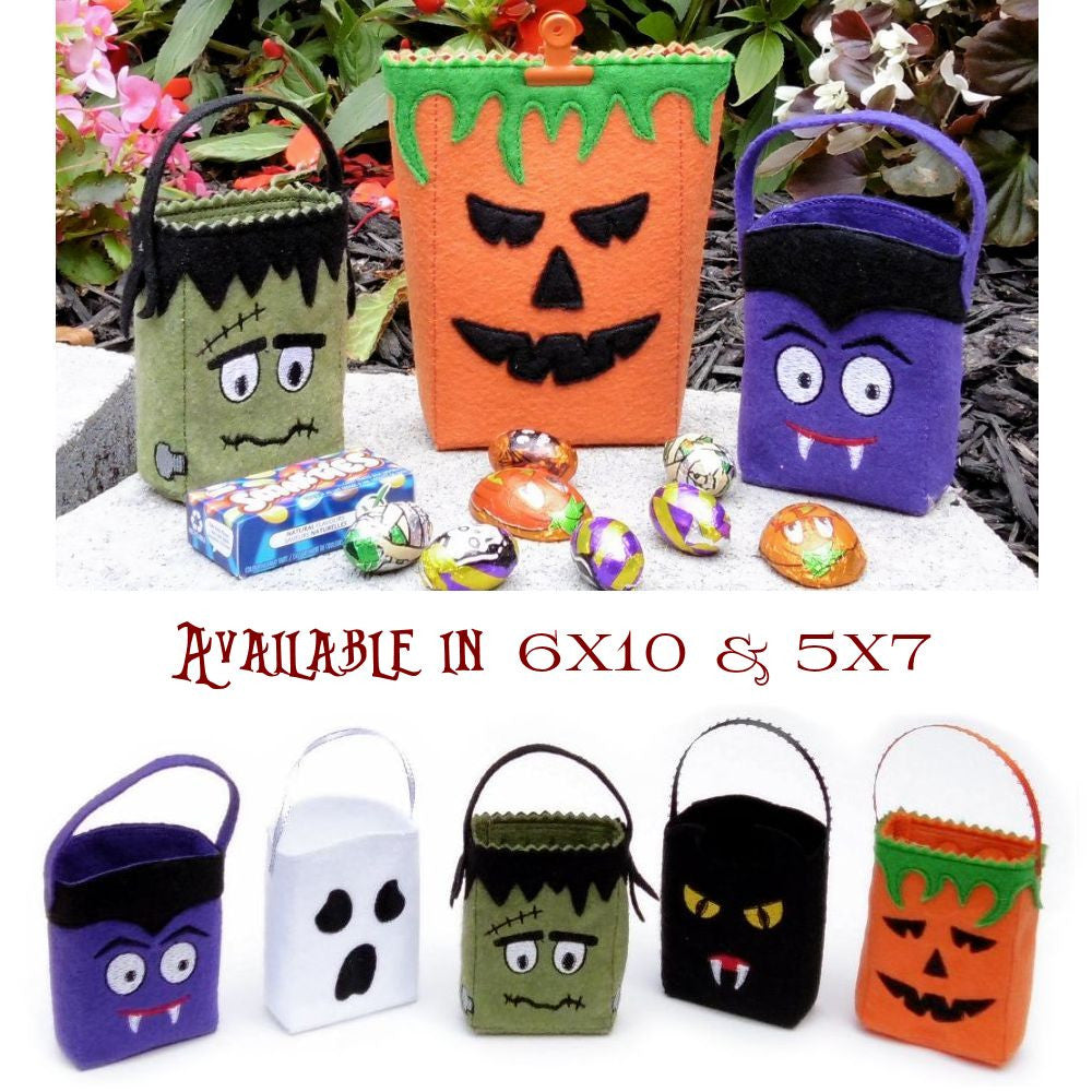 StitchSoup Machine Embroidery ITH Halloween Treat Bags